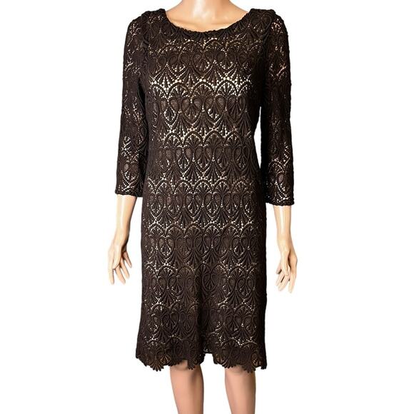 Talbots Petites Crocheted Peek A Boo Dress 8P Sexy Cottagecore Boho Dark Fairy - Picture 1 of 4